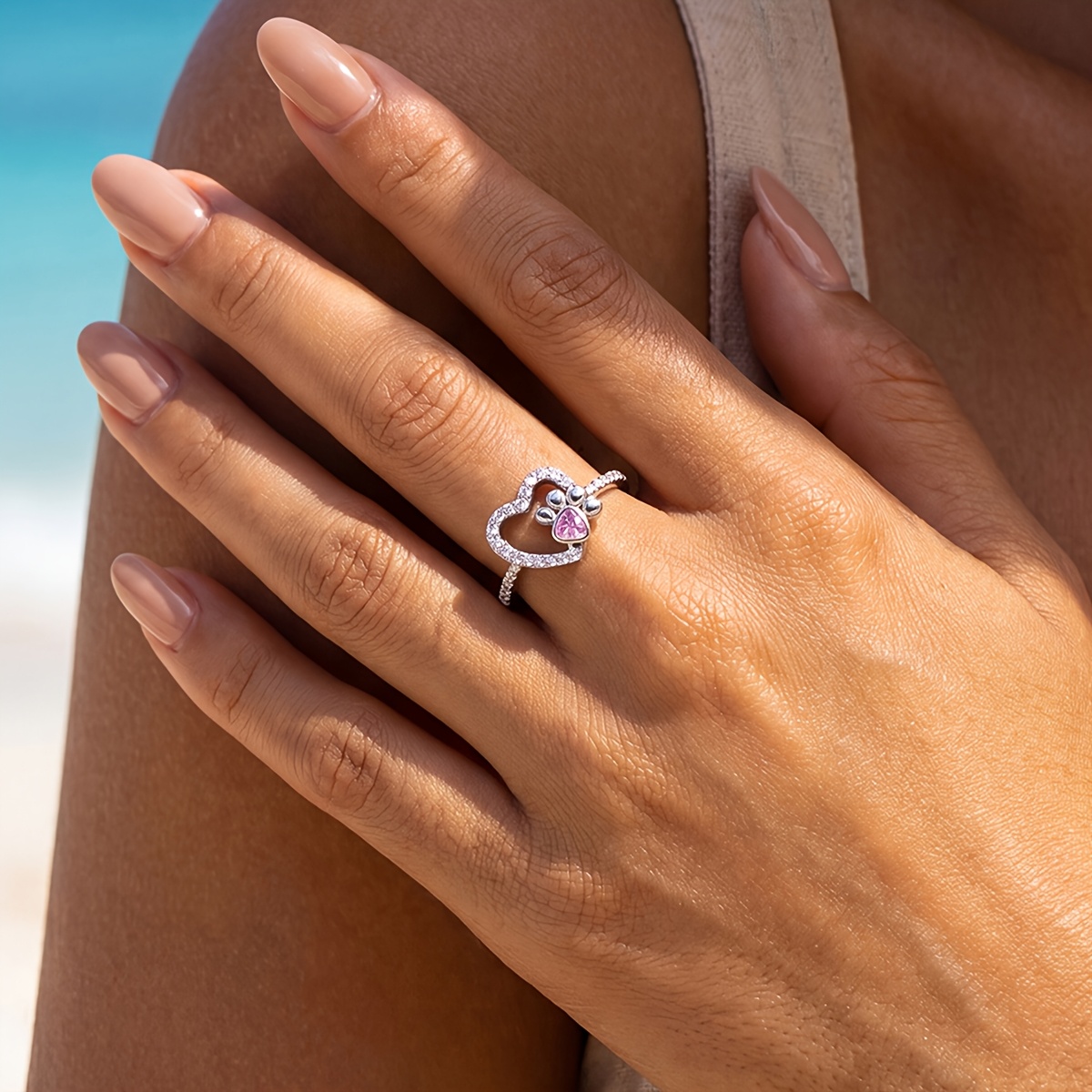 Women's Love Paw Ring, Versatile Daily Fashion Ring
